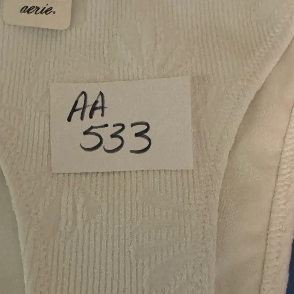 AA-533 Aerie NWT Cheekiest White Summer Swim Bikini‎ Bottoms Size S